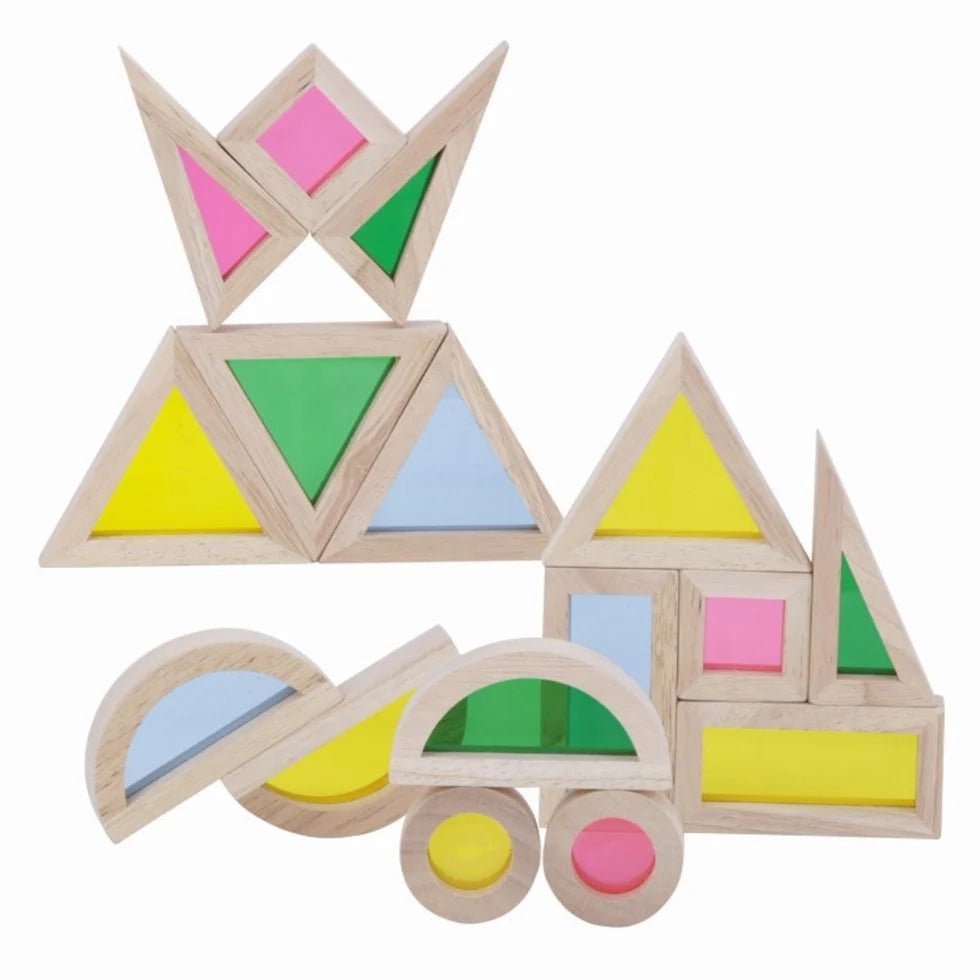 Wooden Acrylic Rainbow Building Blocks Toy (24 Pcs) - NESTA TOYS