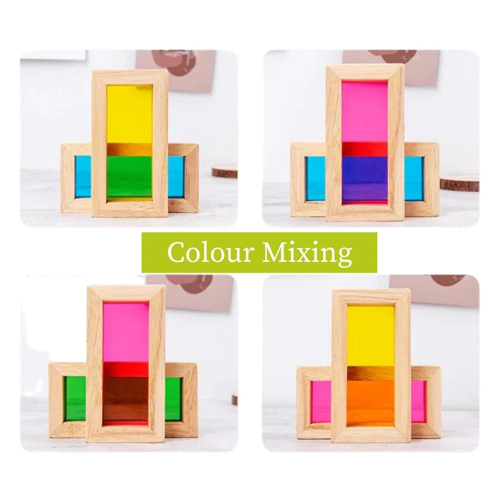 Wooden Acrylic Rainbow Building Blocks Toy (24 Pcs) - NESTA TOYS