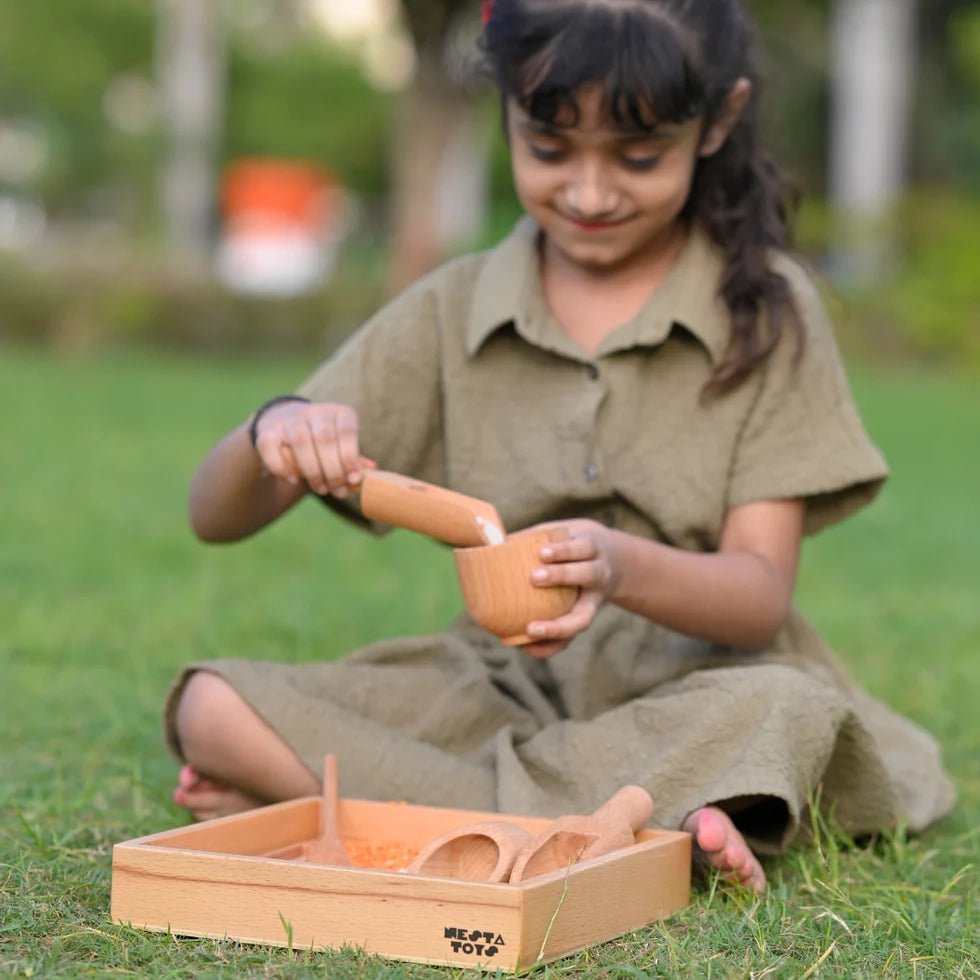 Wooden Sensory Bin Tools for Kids (6 Pcs) - Free Gift - NESTA TOYS