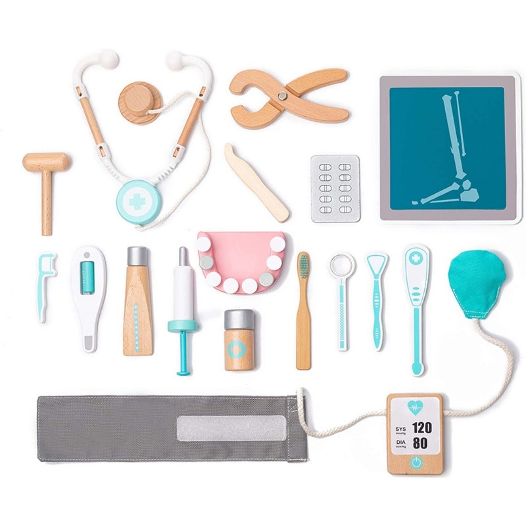 Wooden Doctor Set Toy - Pretend Play Toys & Puzzles Combo - nestatoys