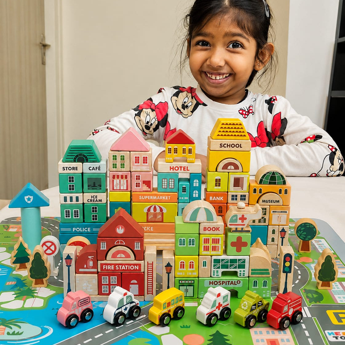 Nesta Toys 115 wooden city building Blocks, montessori Toy