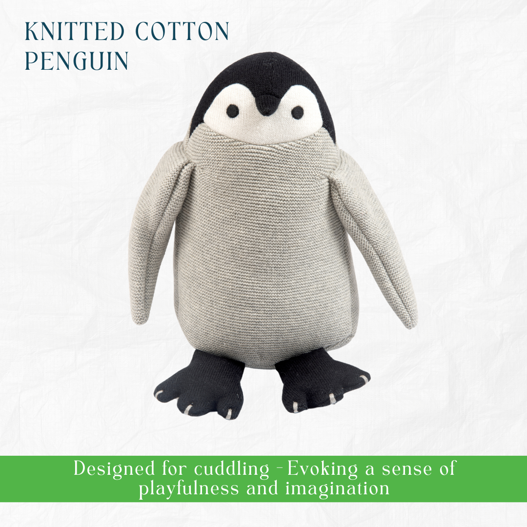 Newborn Gift Set – Swaddle, Penguin Plush Toy & Wooden Teethers - nestatoys