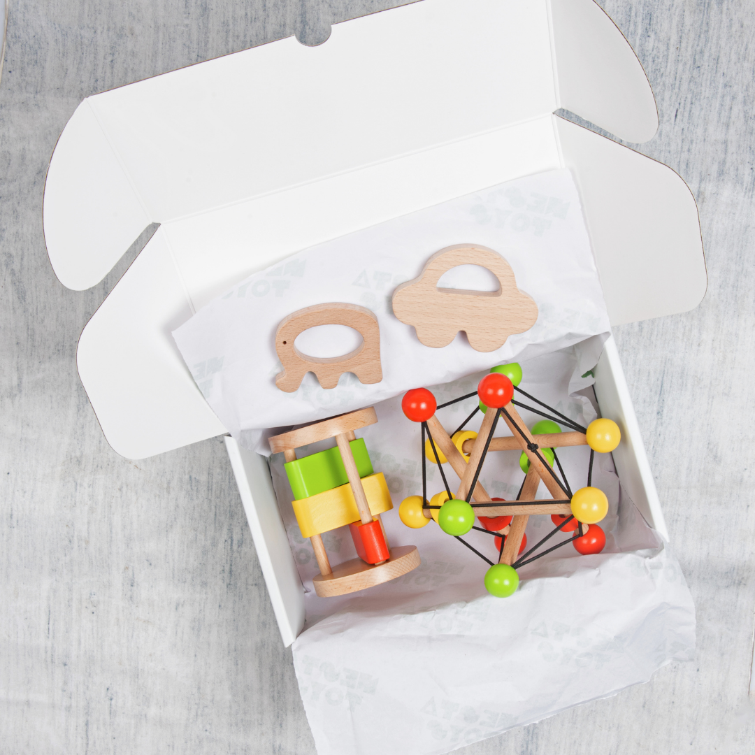 Newborn Gift Set – Skwish Rattle, Clacker Rattle & Wooden Teethers - nestatoys