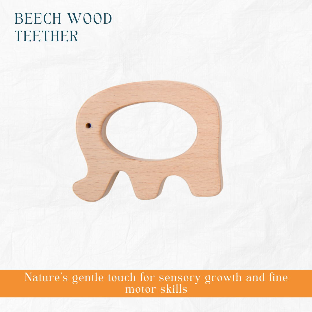 Newborn Gift Set – Wooden Skwish Rattle, Clacker Rattle & Elephant Teether - nestatoys