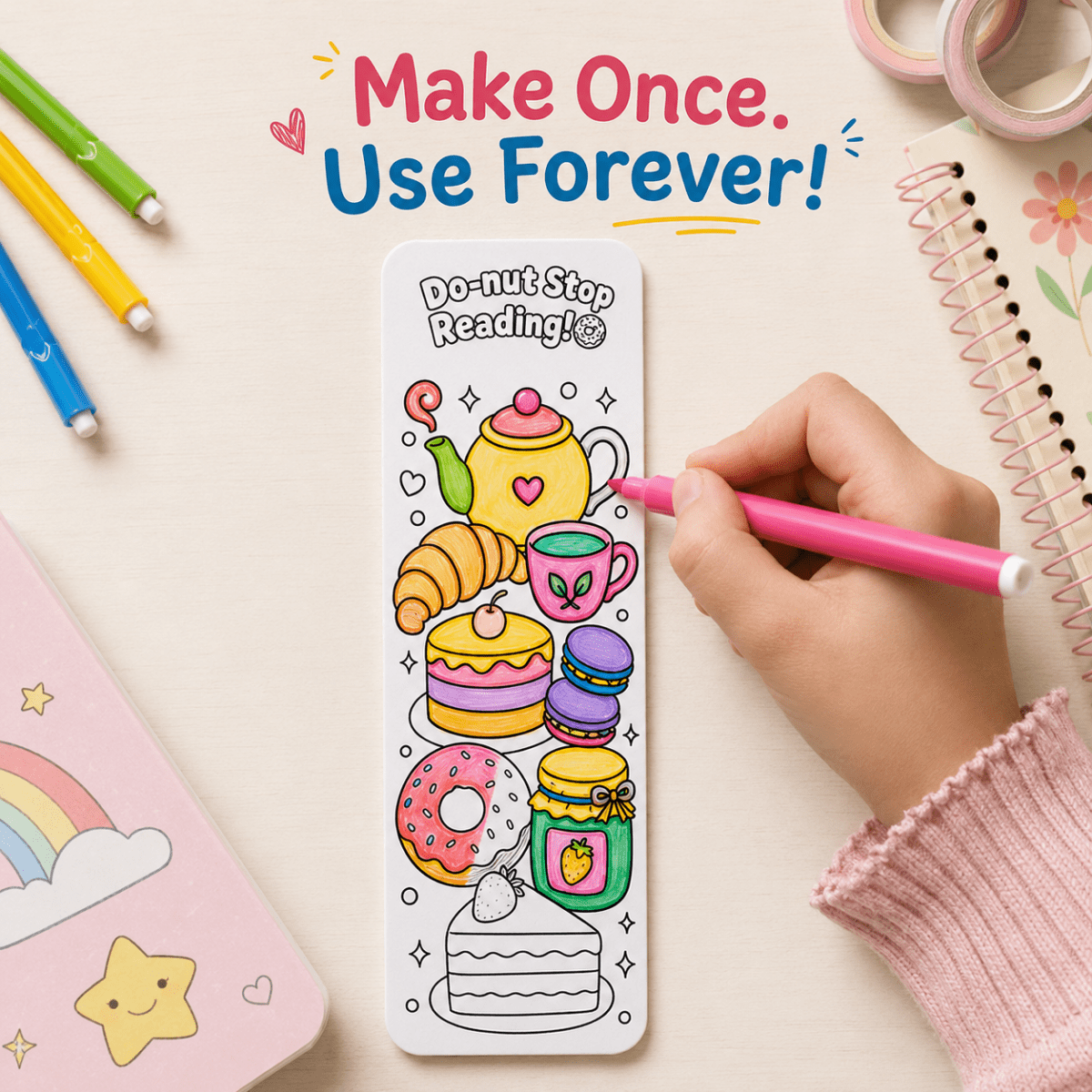 DIY Double-Sided Bookmark Kit (7 Pcs) - Art & Craft Activity for Kids - NESTA TOYS