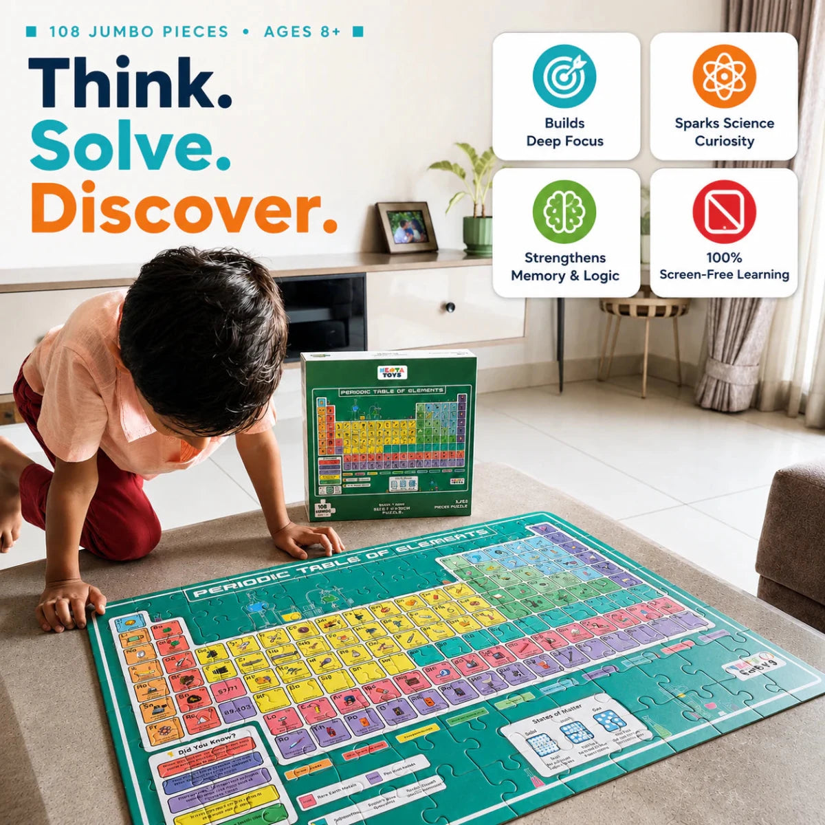 Periodic Table of Elements Jigsaw Puzzle (108 Jumbo Pieces) - NESTA TOYS