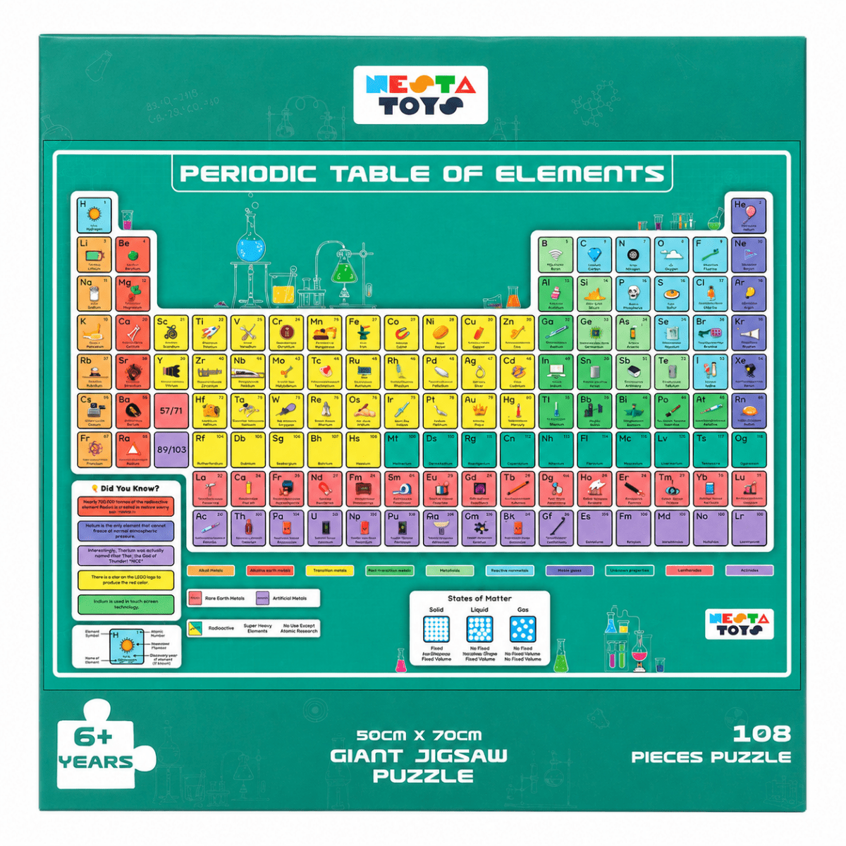 Periodic Table of Elements Jigsaw Puzzle (108 Jumbo Pieces) - NESTA TOYS