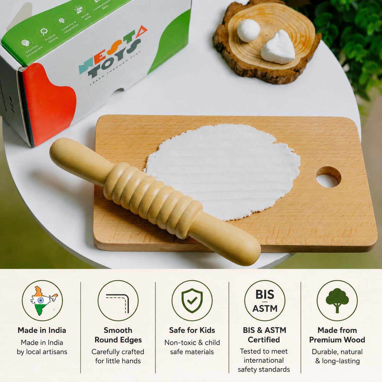 Play Dough Tool set | Rolling Pins & Knife - NESTA TOYS