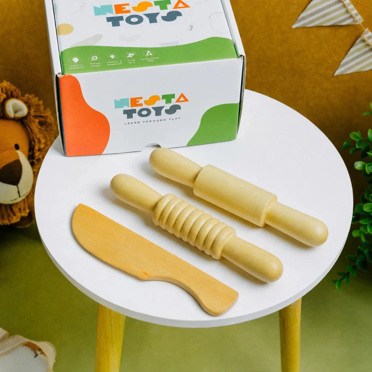 Play Dough Tool set | Rolling Pins & Knife - NESTA TOYS