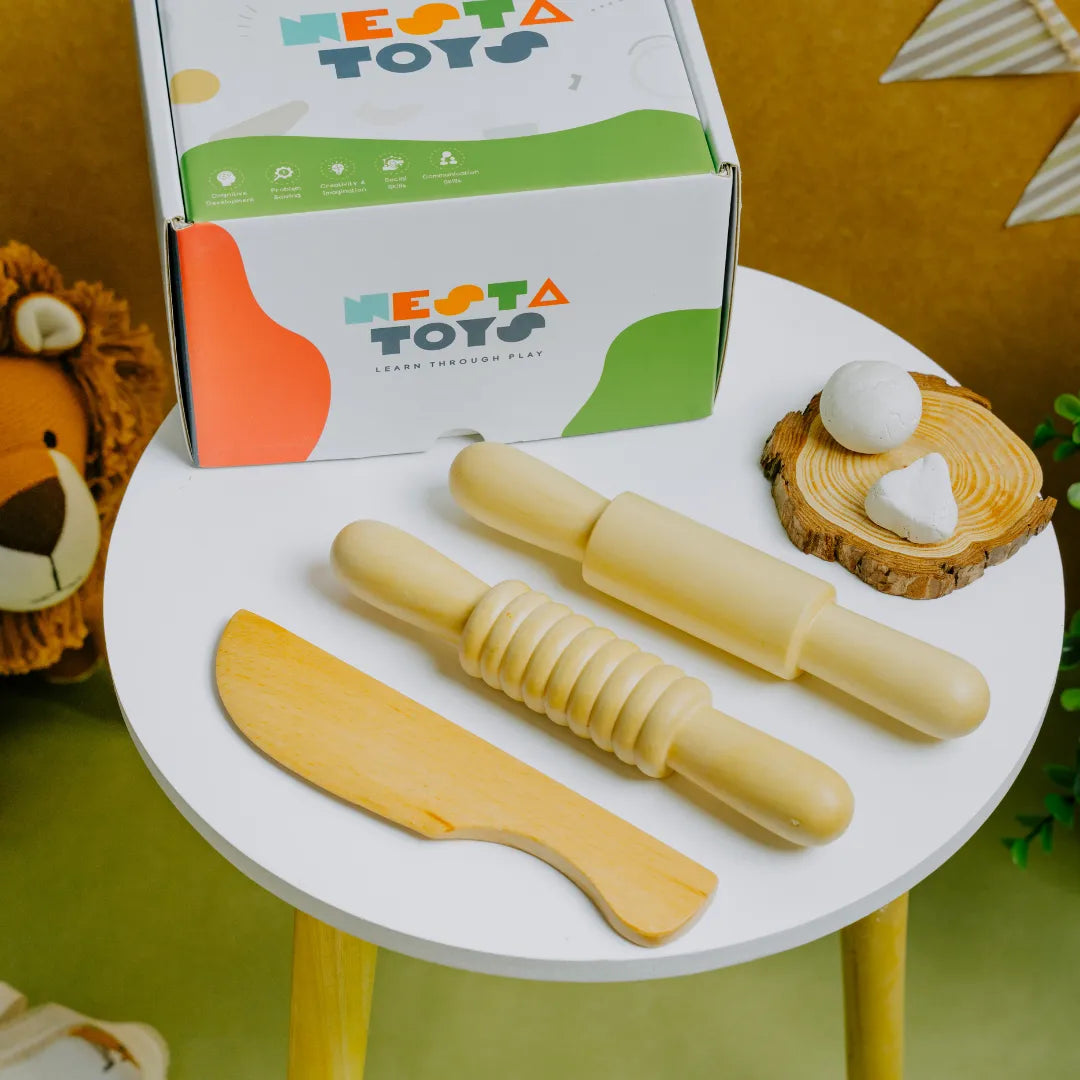 Play Dough Tool set | Rolling Pins & Knife - nestatoys