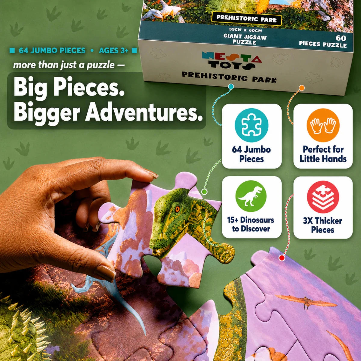 Prehistoric Park Jigsaw Puzzle for Kids (64 Pcs) - NESTA TOYS