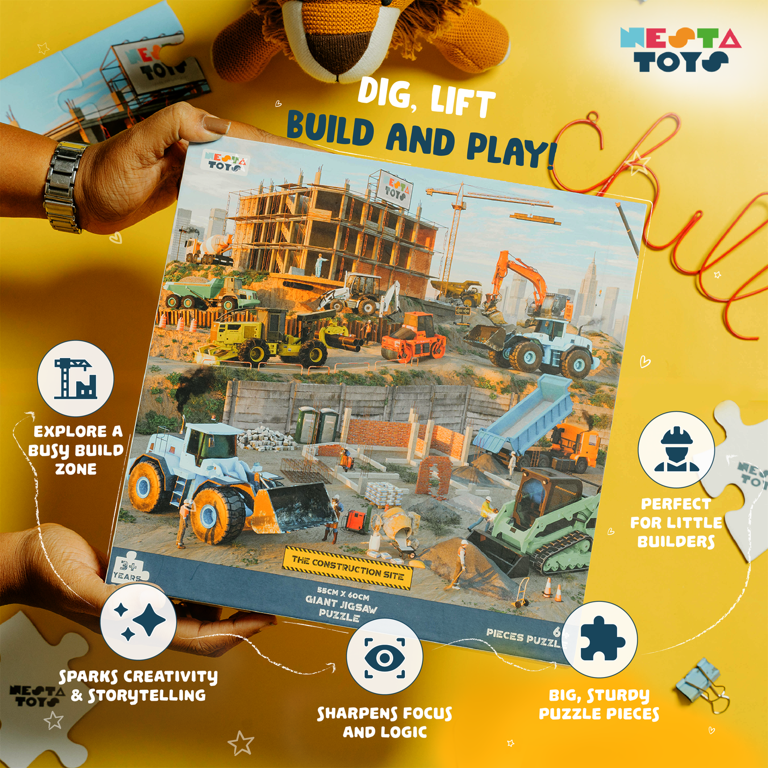 Construction Site Jigsaw Puzzle (64 Pcs) - nestatoys