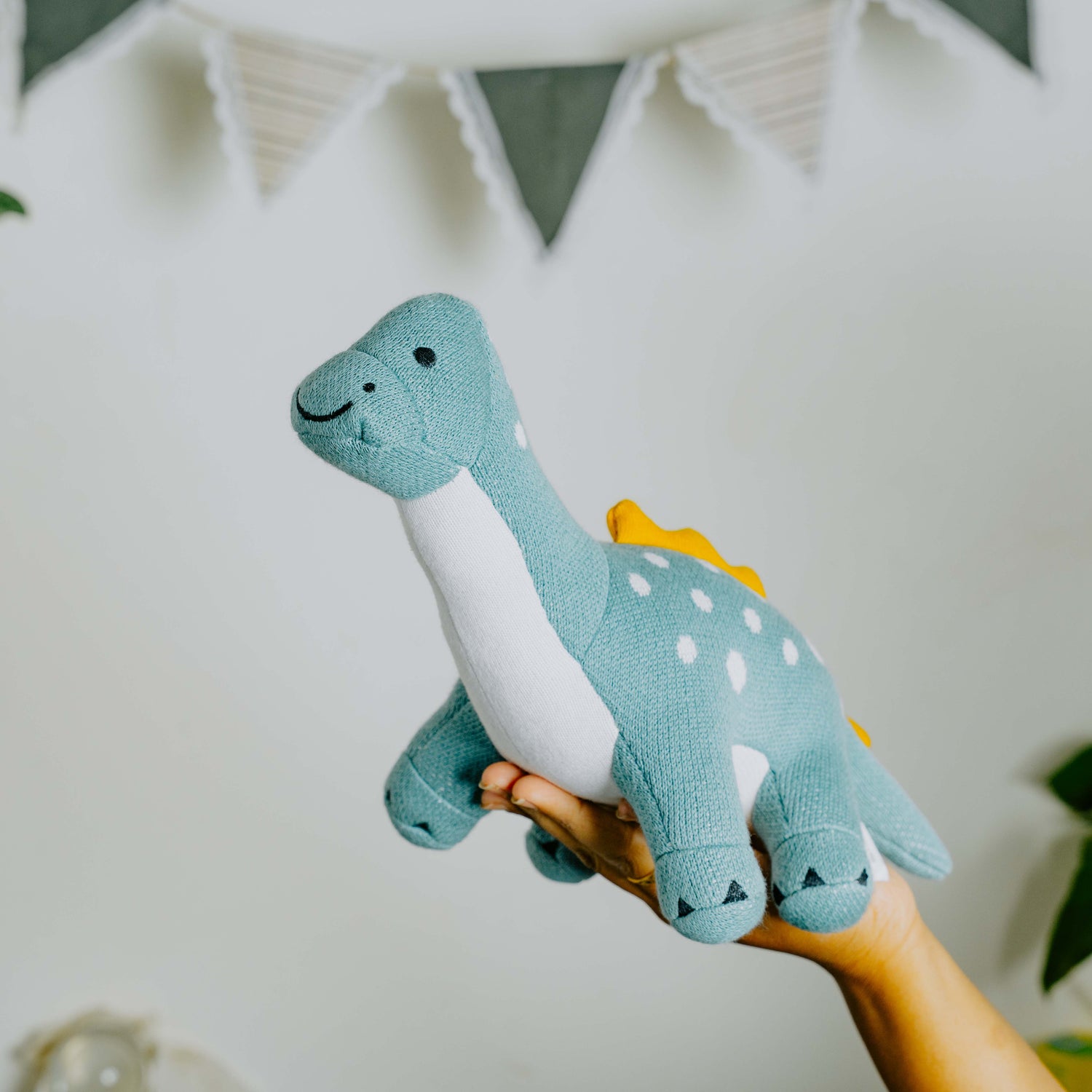 Dippy the Dino | Knitted Cotton Animal Plush Toy for Kids - nestatoys