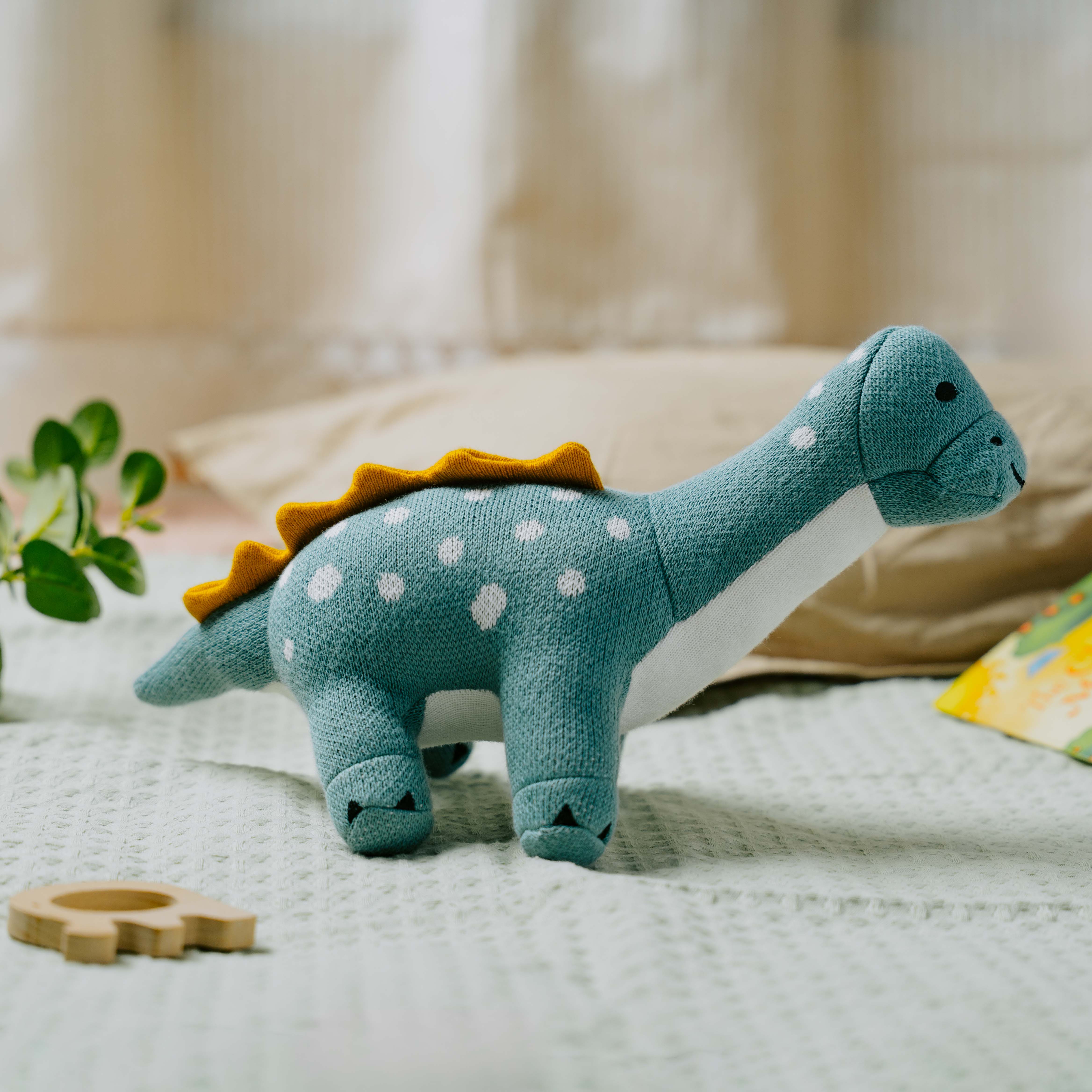 Dippy the Dino | Knitted Cotton Animal Plush Toy for Kids - nestatoys