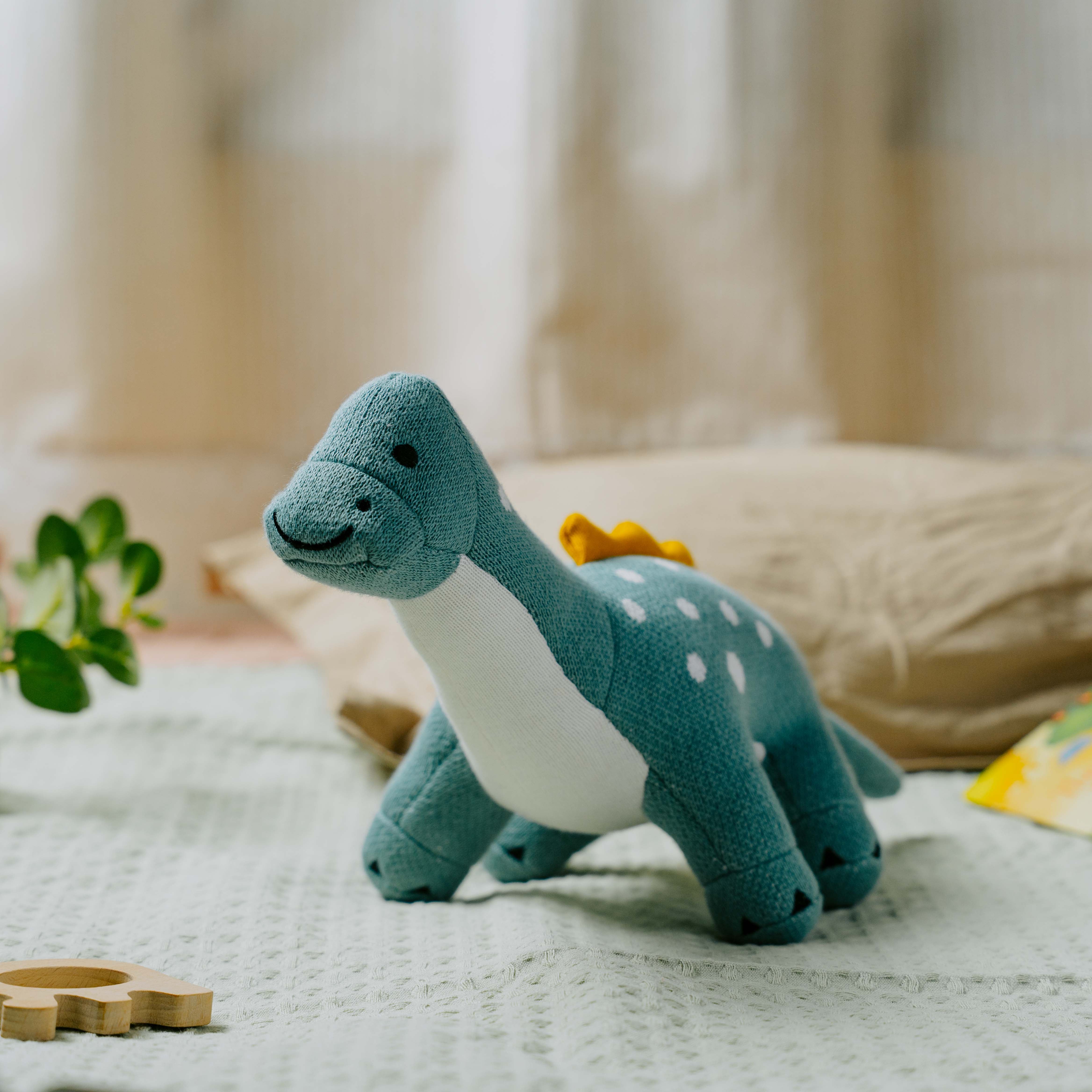 Dippy the Dino | Knitted Cotton Animal Plush Toy for Kids - nestatoys