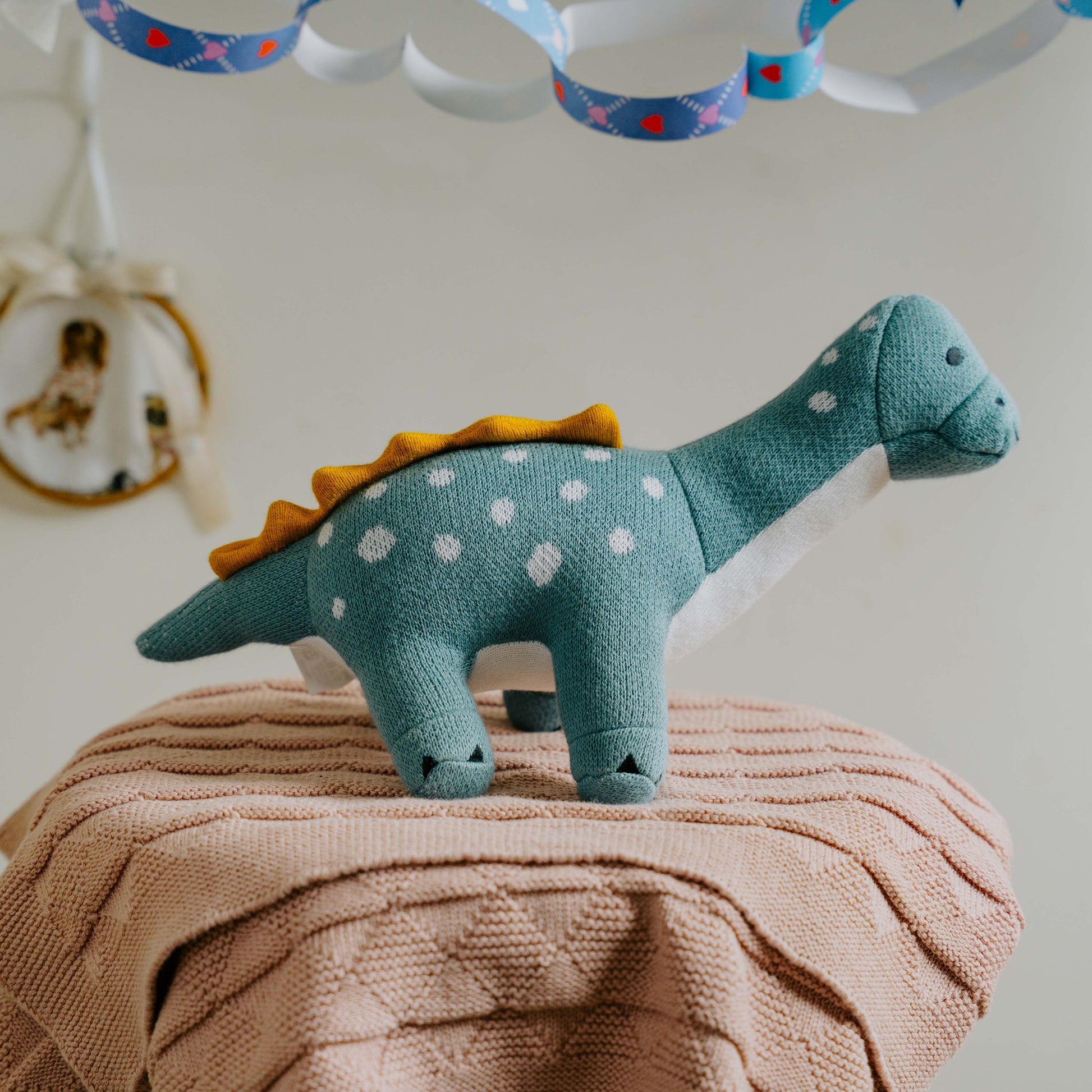 Dippy the Dino | Knitted Cotton Animal Plush Toy for Kids - nestatoys