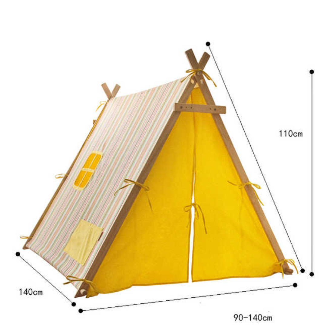 Wooden Teepee Tent for Kids with Padded Cotton Mat - nestatoys