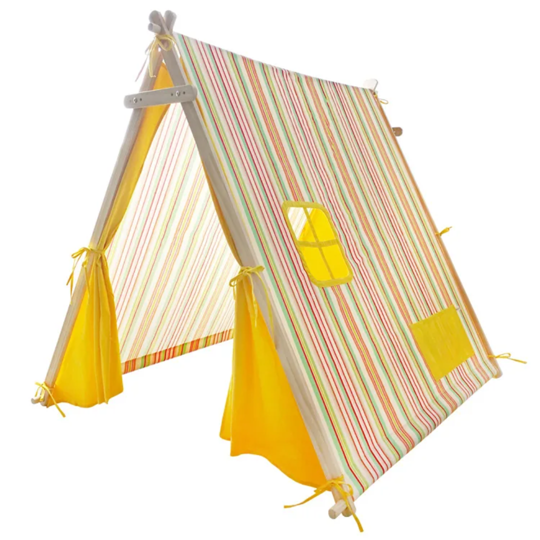 Wooden Teepee Tent for Kids with Padded Cotton Mat - nestatoys