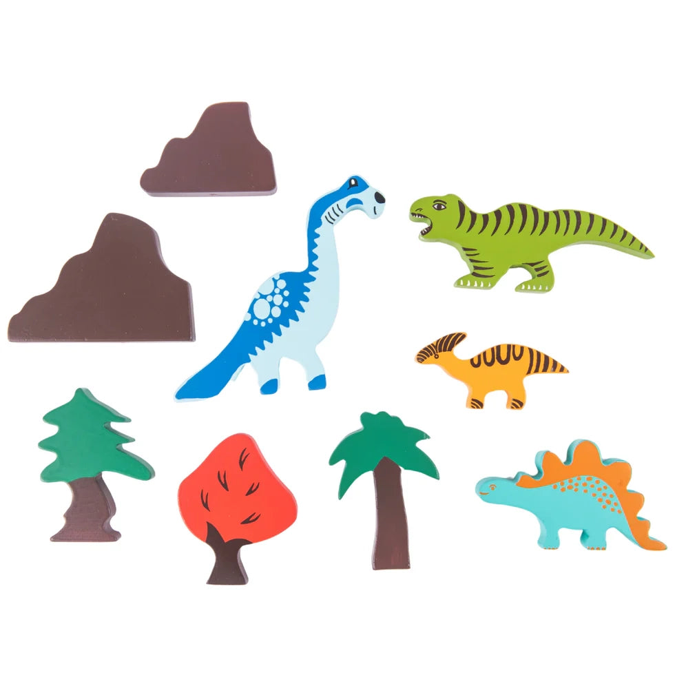 Wooden Dinosaur Building Blocks Toy (9 Pcs) - nestatoys