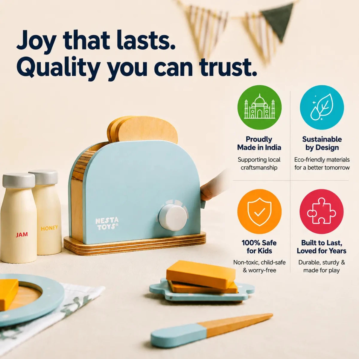 Wooden Bread Pop - up Toaster Toy - NESTA TOYS
