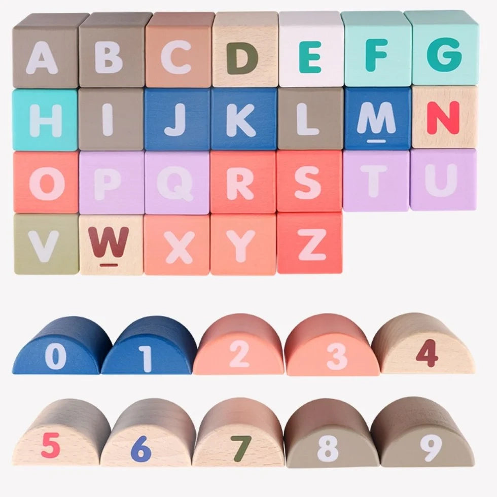 NESTA TOYS - 115 Pieces Wooden City Building Blocks | Stacking Educational Toys