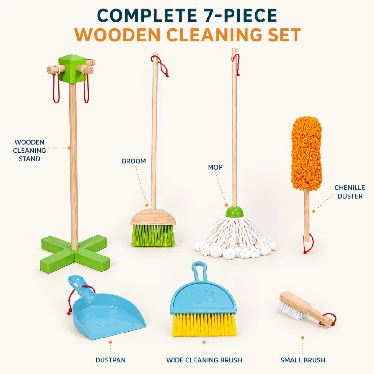 Wooden Cleaning Set Toy (7 Pcs) - NESTA TOYS