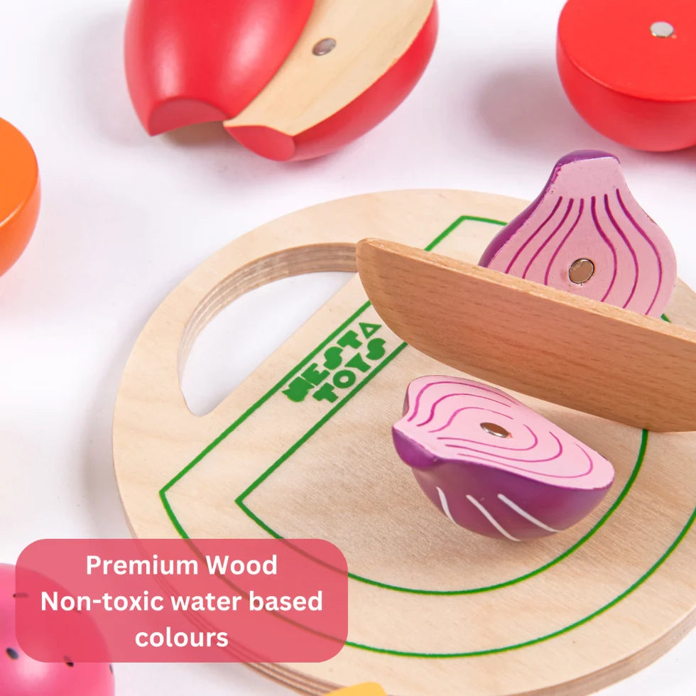 Wooden Vegetable and Fruit Magnetic Toy (15 Pcs) - nestatoys