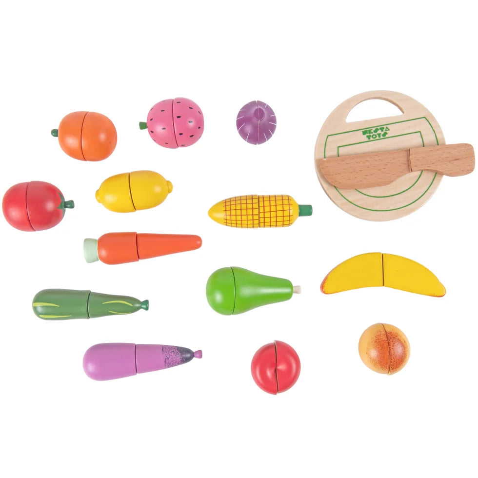 Wooden Vegetable and Fruit Magnetic Toy (15 Pcs) - nestatoys