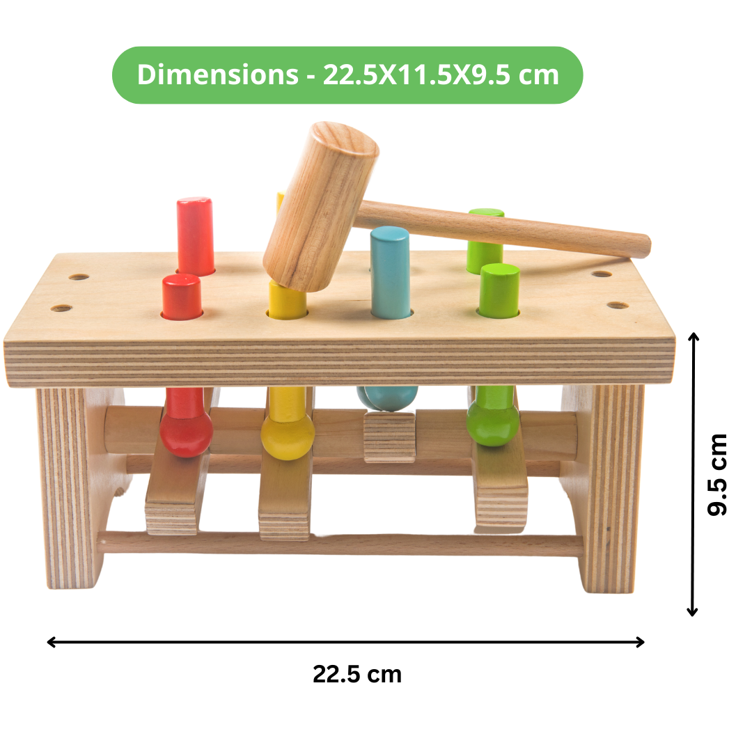 Pounding Bench Wooden Toy with Hammer - nestatoys
