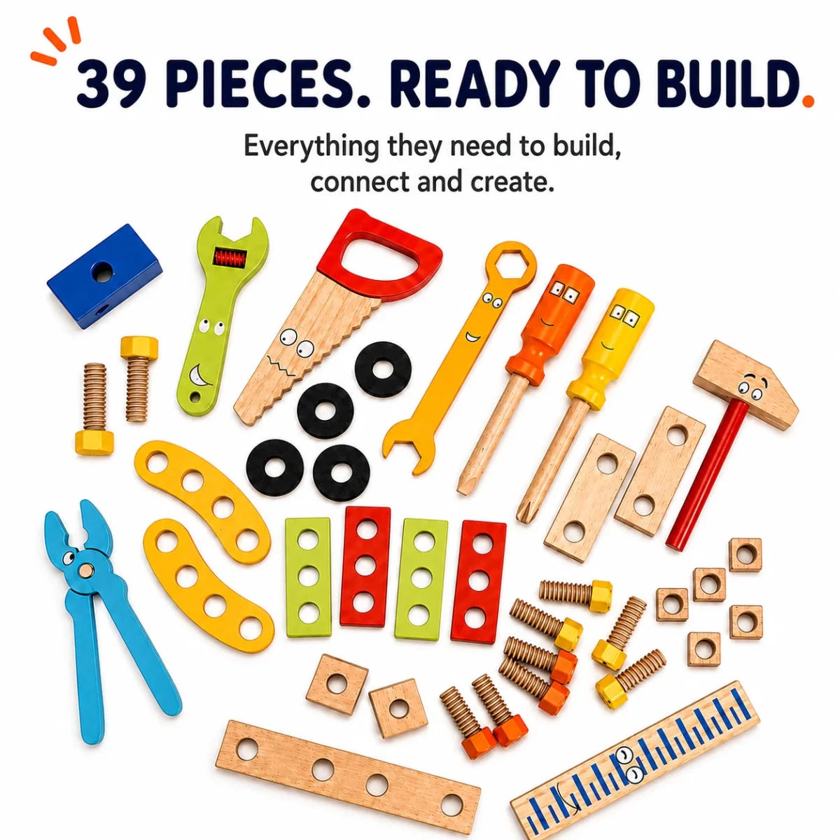 Wooden Tool Kit Without Box (39 Pcs) - NESTA TOYS