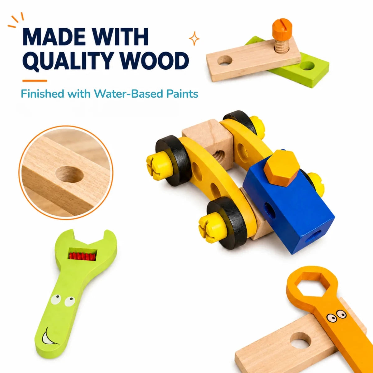 Wooden Tool Kit Without Box (39 Pcs) - NESTA TOYS