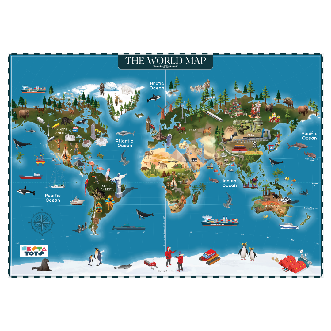World Map Jigsaw Puzzle (108 Jumbo Pieces) - nestatoys