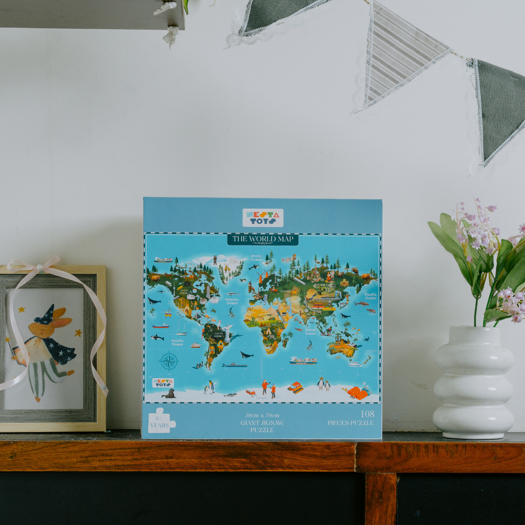 World Map Jigsaw Puzzle (108 Jumbo Pieces) - nestatoys