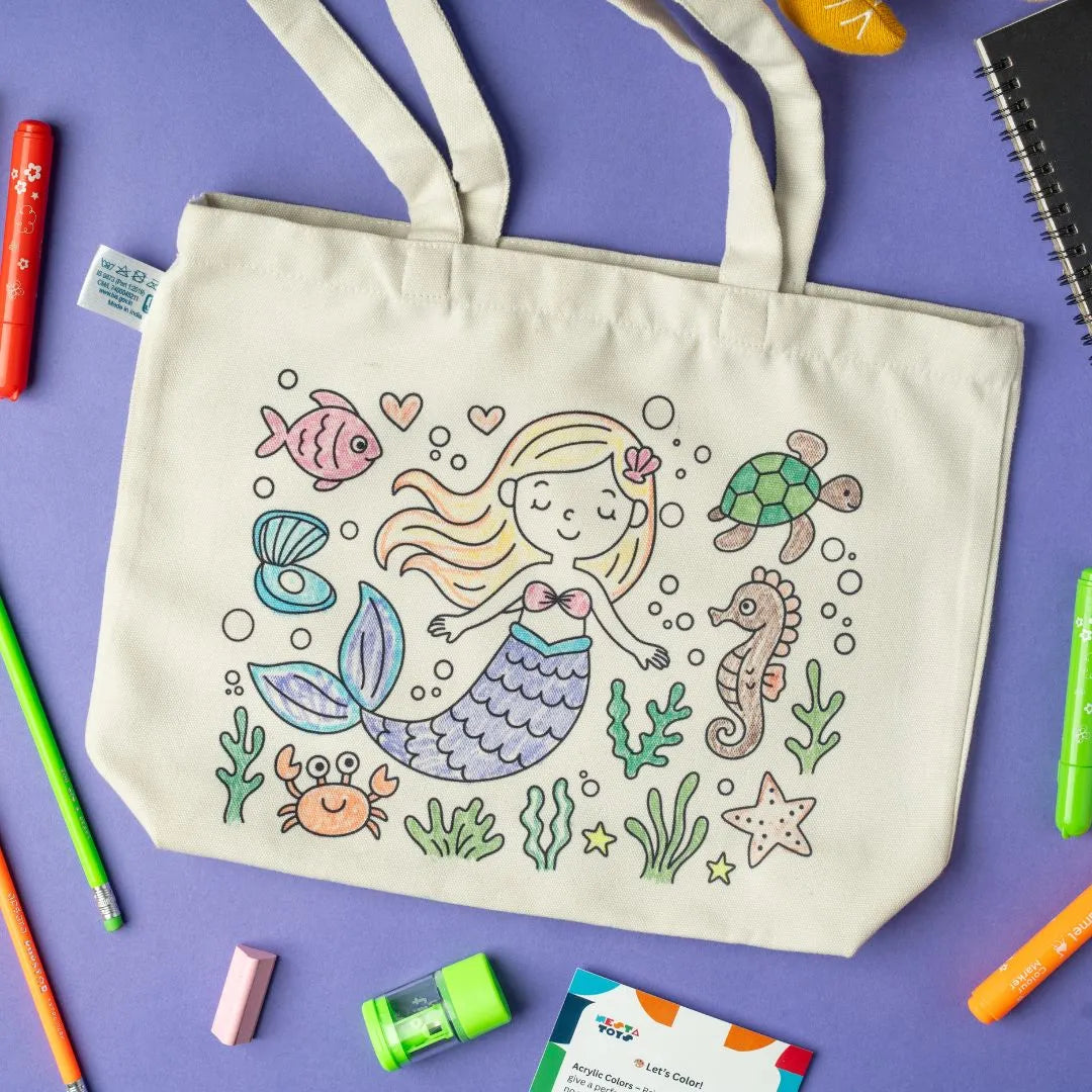 DIY Doodle Bag, doodle toys, Princess & Mermaid Themes, DIY art for kids, colouring toys and books