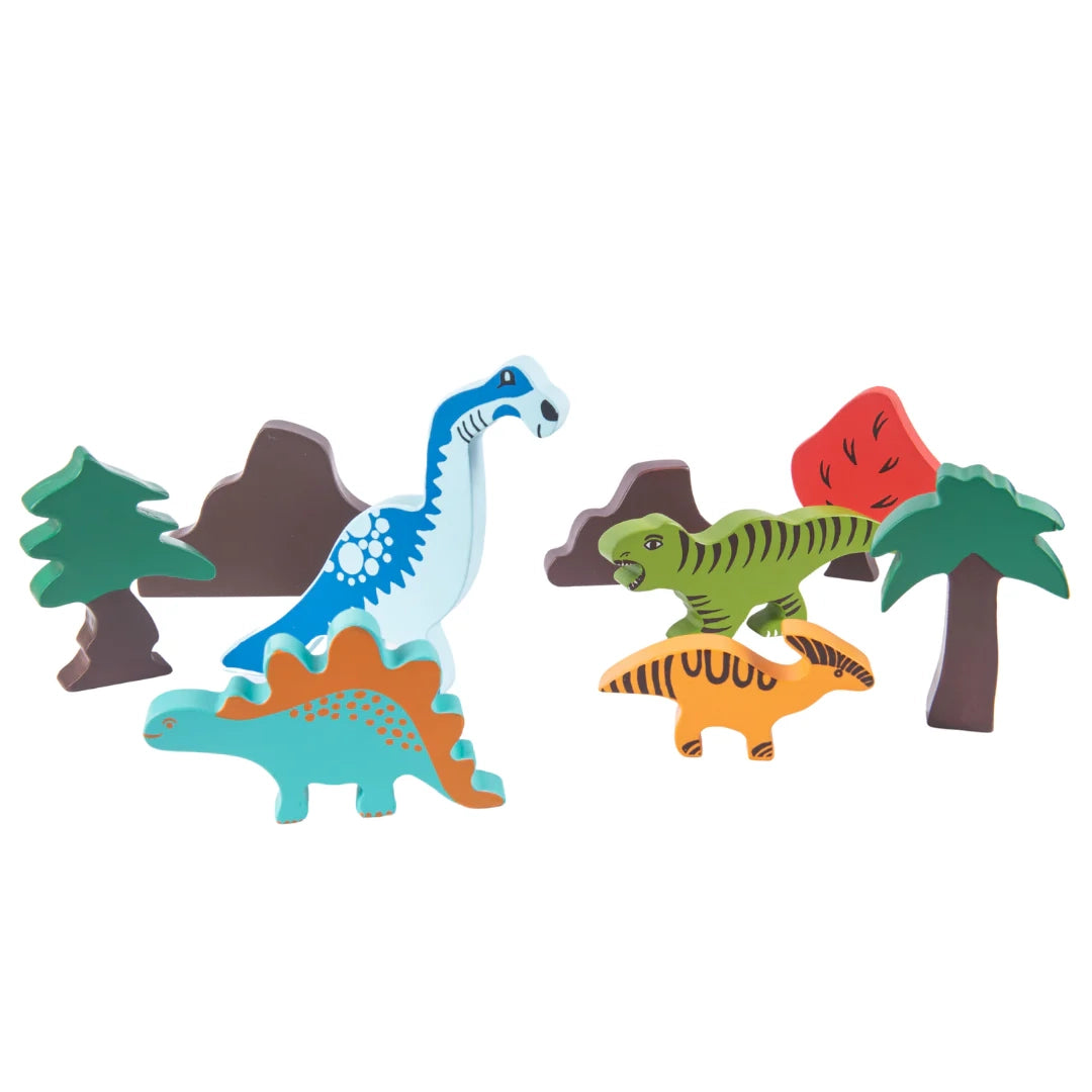 Wooden Dinosaur Building Blocks Toy (9 Pcs) - nestatoys