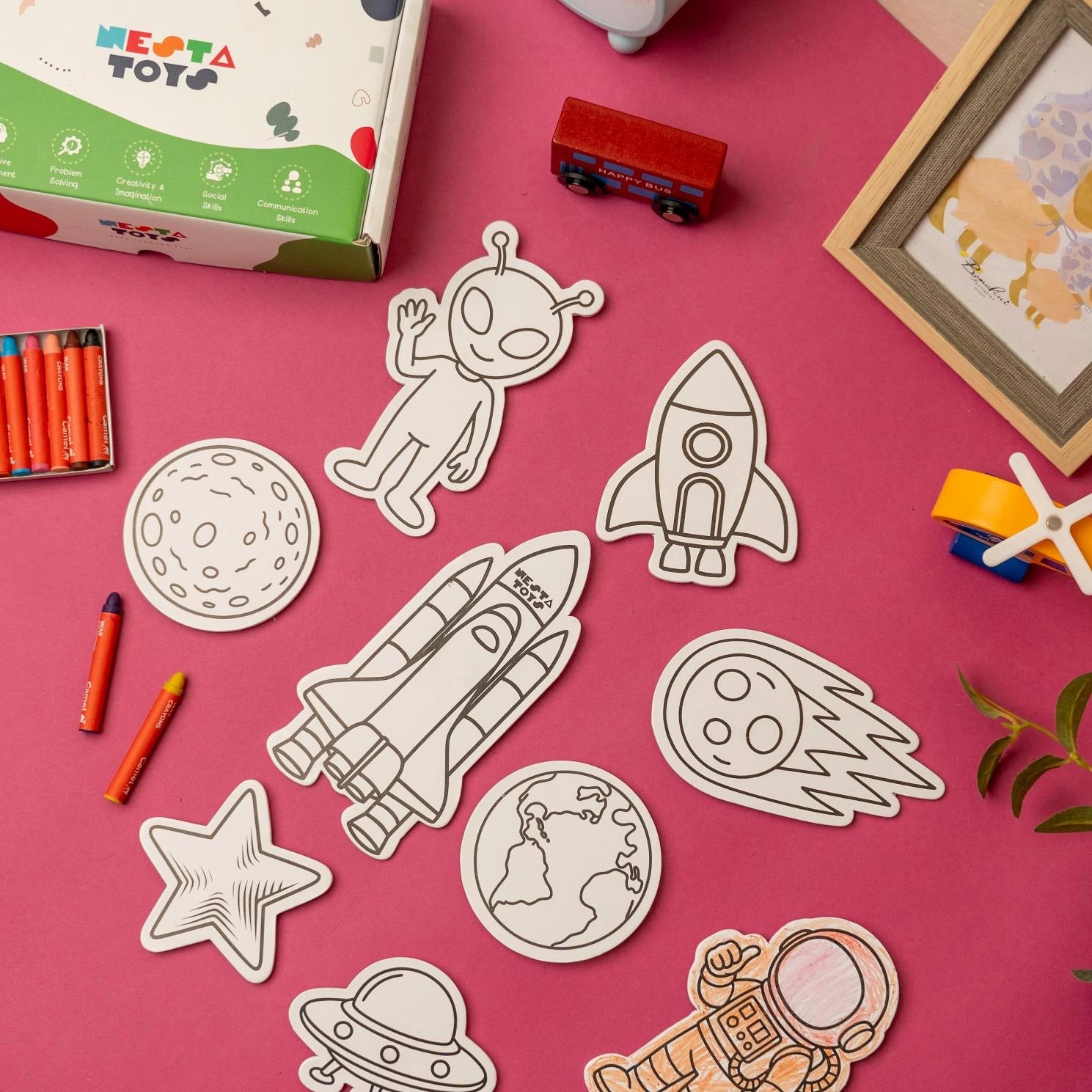 Set of 10 DIY Space magnets for creative learning and play