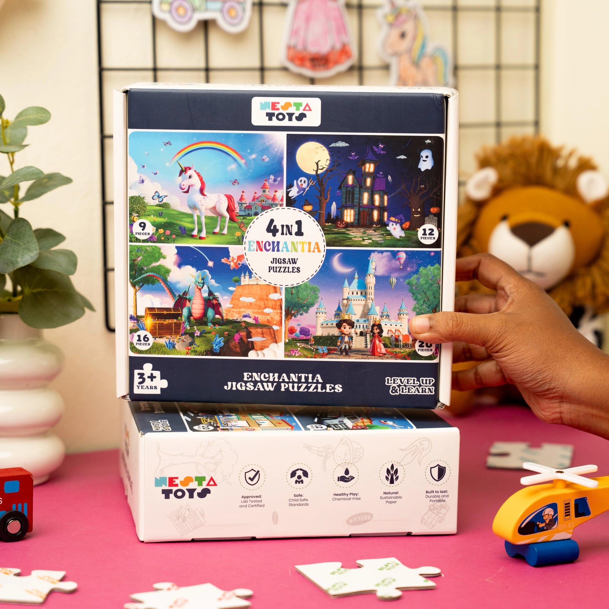 Educational jigsaw puzzle activity with Enchantia for early learners