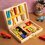 Wooden Tool Kit Toy with Toolbox, 40 pieces, for kids, crafted from solid wood, safe and durable