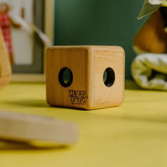 Wooden Cube Rattle by Nesta Toys for babies to explore and develop fine motor skills