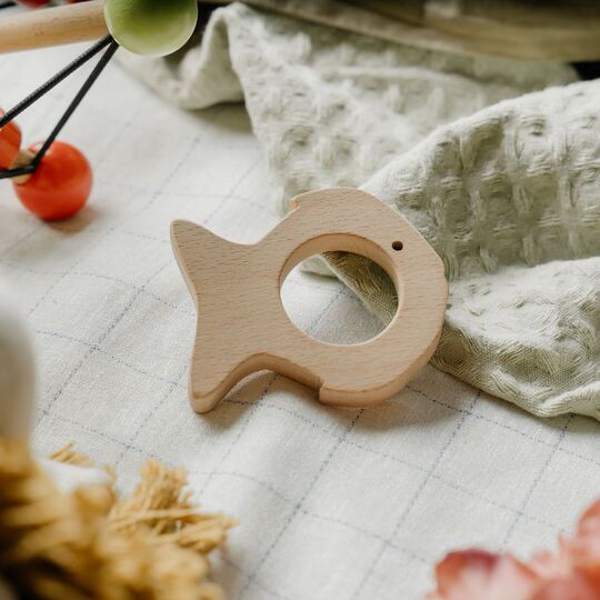 NESTA TOYS Wooden Fish Teether – Beech Wood Toy for Newborns (0–1.5 Years)